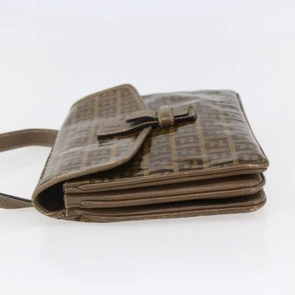 Authentic FENDI Zucchino Canvas Shoulder Bag Coated Canvas Beige - Picture 10 of 16